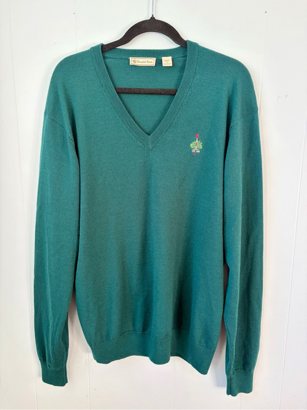 Donald Ross Men's Holiday Fall Merion Golf V-Neck Merino Wool Sweater L